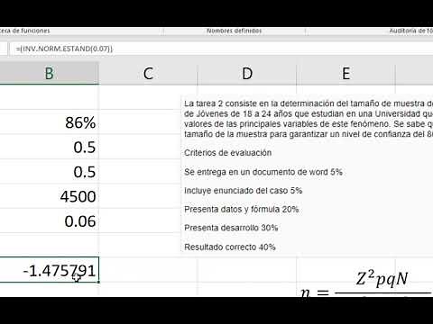 tamaño de muestra usando excel