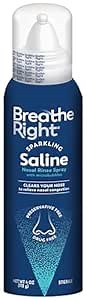 Breathe Right Sparkling Saline Rinse Spray, Relieves Nasal Congestion, 4oz | Effervescent bubbles rinse out mucus, pollen, dust, and irritants for nasal congestion relief, safe for daily use, drug-free