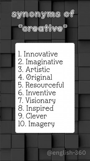 10 synonyms of creative💡 follow for more new reel show some 💕#englishgrammar #english #vocabulary