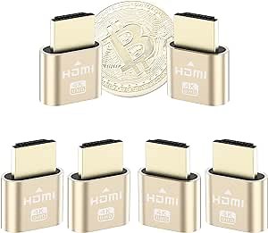 4K HDMI Dummy Plug,High Resolution Virtual Monitor Headless Ghost Display Emulator,3840x2160@60Hz Adapter for Ethereum BTC Mining, Compatible with Windows Mac OSX - 6 PC（Blue）