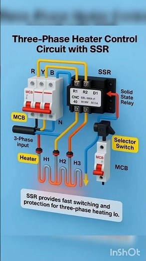 Three Phase Heater Control circuit with SSR ⚡👨‍🔧🪛💀 #3phase #electrician #electricalwiring