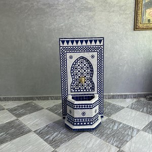 Custom Mosaic Water Fountain: Handmade Moroccan Tile, Outdoor Garden Decor - Etsy