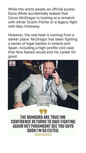 CONOR MCGREGOR CONFIRMS 2026 RETURN
