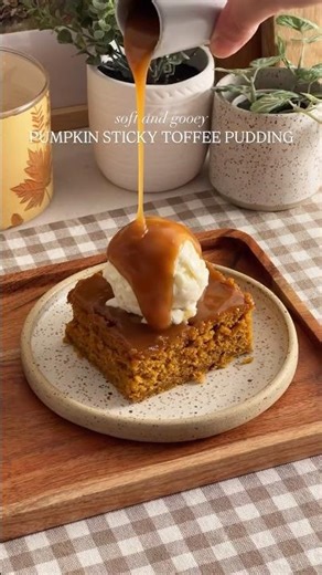 making gooey pumpkin sticky toffee pudding for fall 🍂 #baking