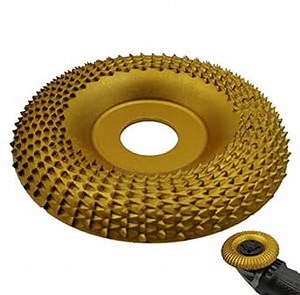 7/8" Bore Wood Carving Disc Angle Grinder Disc Wood Grinding Shaping Wheel Wood Grinder Shaping Disc Fit Angle Grinders with 5/8"-11 Spindle (4Inch, Arc Type, Gold)