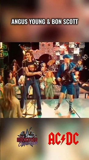 Dynamic and comedic duo of AC/DC, Angus Young and Bon Scott moments #classicrock #acdc #angusyoung