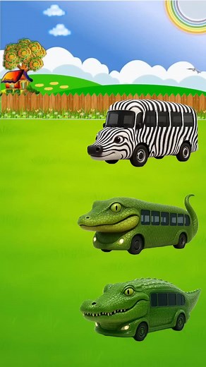 Fun Cartoon Adventure: Zebra, Lion & Dog Buses!
