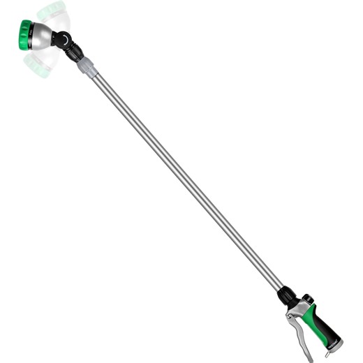 Restmo Telescopic Metal Watering Wand, 36-60 Inch Long Adjustable Tube with 180° Ratcheting Head, 7 Spray Patterns and Flow Control | Garden Hose Sprayer for Hanging Baskets, Shrubs, Lawn, Green