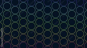 A vibrant and playful seamless pattern of overlapping colored dots on a black background. The circular arrangement adds complexity to the design, creating an eye-catching effect Stock Video