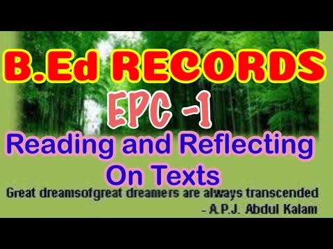 EPC-1 - Reading And Reflecting On Texts - B.Ed Records (Easy To Copy)