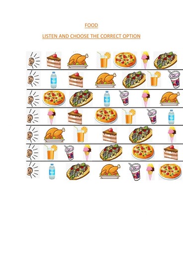 Food vocabulary interactive activity for 1st grade