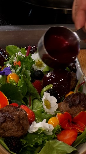 Today, we’re excited to share another wonderful recipe from Kickapoo chef Crystal Wahpepah, who owns the incredible Indigenous restaurant, Wahpepah's Kitchen , in the Bay Area of San Francisco, California! This Wild Berry Bison Meatball Salad is a perfect blend of flavors—it's simple to prepare and absolutely delicious. Whether you're bringing something new to a family gathering or just looking for a nourishing lunch, this recipe fits right in. Imagine it served at a summer cookout, paired with