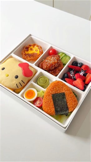 Make a Hellokitty Bento box for my sister #asmr #bentobox #food