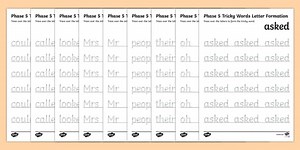 Phase 5 Tricky Words Letter Formation Activity