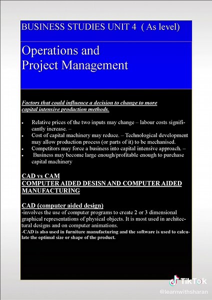 Business studies unit 4 part 2 #edutok #business #alevels #olevel #learnwithsharan #cambridge #fyp #mauritius #operation #management #helloworl