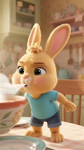 ¡Cuidado, está caliente, Nilo! 🥣🐰 Aprende en Español para Niños #Shorts