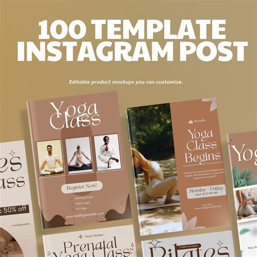 Yoga Instagram Branding Template | Canva Social Media Kit for Yoga Coach, Pilates Studio & Wellness Business - Etsy