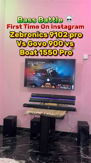 Arjun Gaur on Instagram: "₹10,000 Soundbar WAR 😱 | Zebronics 9102 Pro vs Govo 900 vs Boat 1550+ | BASS KING 👑? 3 Soundbars. 1 Room. INSANE Bass 💥 Zebronics 9102 Pro ⚡ Govo GSB 900 🔊 Boat Aavante 1550+ 🔥 Which one SHAKES the room the hardest? 😳 Comment your winner 👇 ⚠️ Headphones recommended for real bass lovers 🎧 . . . #SoundbarBattle #BassTest #TechReels #GadgetComparison #HomeTheatreSetup"