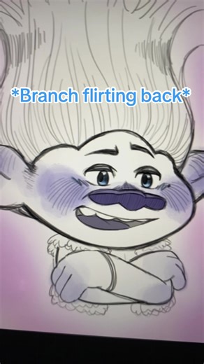 Poppy and Branch Flirting Moments in Trolls Fanart