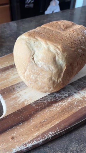 Is there really anything better than #homemadebread on a winter day? Yes, I cheated and used my vintage Toastmaster bread machine. Not hiding the fact that I love that thing! Add ingredients in this order (unless your machine says otherwise): \t1.\t1 cup 2 tbsp warm water (about 110°F / warm to the touch) \t2.\t2 tbsp oil or melted butter \t3.\t2 tbsp sugar \t4.\t1½ tsp salt \t5.\t3 cups all-purpose flour \t6.\t2¼ tsp yeast (bread machine yeast or instant yeast) #breadmachine #breadmachinerecipe