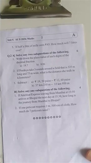 5std maths exam paper