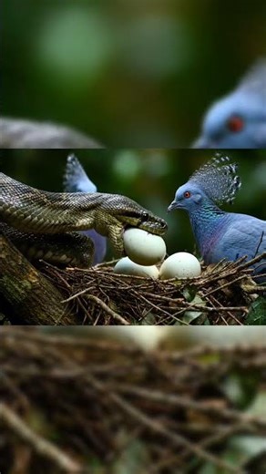 Python snake eat pigeon egg #birds #snake #animals
