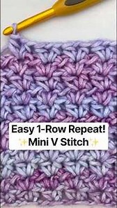 How to Crochet the Mini V Stitch | Easy 1-Row Repeat! 🧶✨