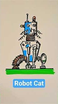 🤖🐱 Easy Robot Cat Drawing | Step-by-Step Tutorial for Kids & Beginners 🎨#cat #drawing #art #robot