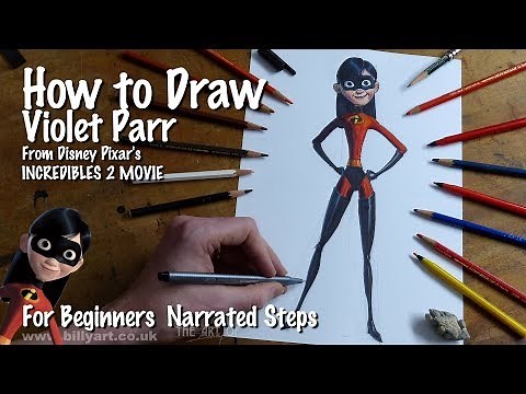 How to Draw Violet Parr from Incredibles 2 voiced by Sarah Vowell
