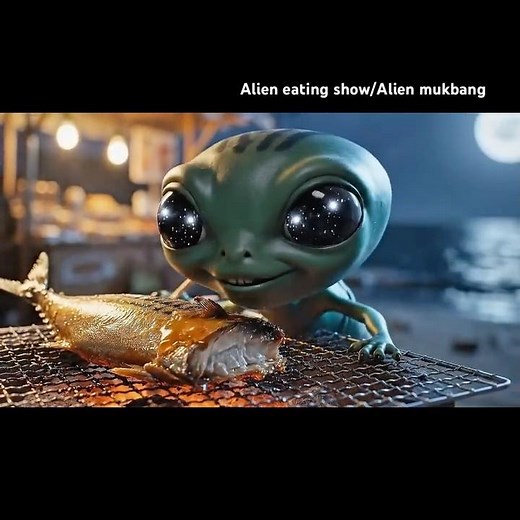Alien Eats Mackerel for the First Time👽🐟
