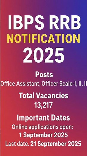 IBPS RRB 2025 Notification Out | 13,217 Vacancies | Apply Online Now