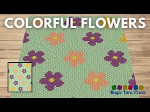 FREE GRAPH - Colorful Flowers - C2C & Tapestry Crochet Pattern
