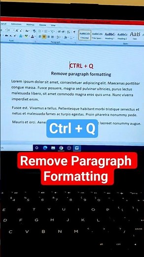 Clear Paragraph Formatting Using a Shortcut Key #shorts #wordtips