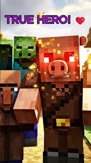 Hero Piglin Rescues Crying Baby Villager - Minecraft Animation