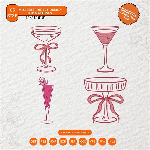 Heart Martini Embroidery BUNDLE Design: Valentines Day Embroidery File (digital Download) - Etsy