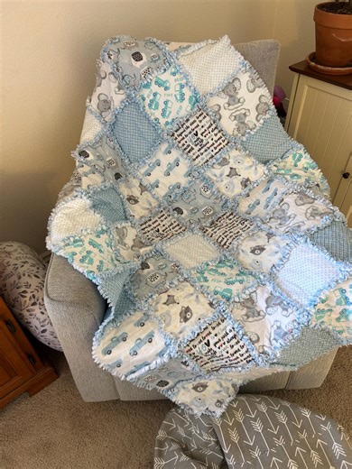 Flannel Baby Boy Rag Quilt Blanket - Etsy