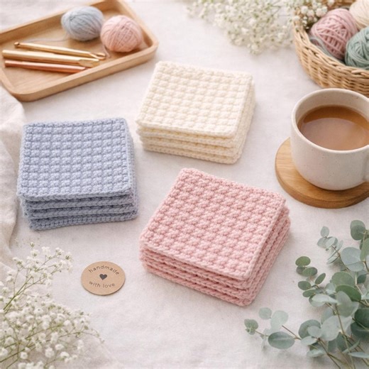 Crochet Waffle Stitch Dishcloth Pattern, Easy Beginner Tutorial (PDF Download) - Etsy UK