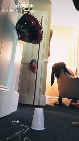 some satisfying barefoot crushing! 😊💥 #foryou #foryoupage #crushing #plasticcup