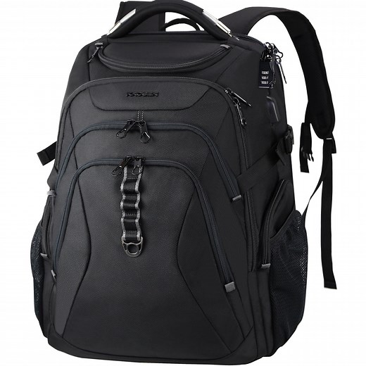 KROSER 18.4 Inch Adult Travel Polyester Gaming Backpack, Black