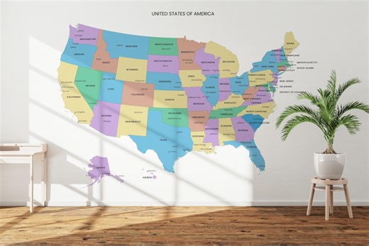 USA Political Map Printable - Minimal Edition With States, Capitals, Cities (multi-size PDF JPG) - Etsy Australia