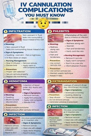 IV cannulation complications 💉Signs & nursing care 🩺Exam-useful 🎓🏥