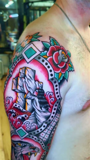 Framed arm sleeve project #tattoos #traditional #boldwillhold