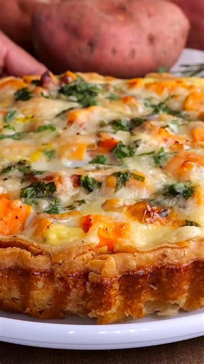 Roasted Sweet Potato Quiche- A delicious twist on a traditional quiche with roasted sweet potatoes, onions, and lots of gruyere cheese. COMMENT “recipe” to get the recipe link sent to your DMs. Recipe link in profile https://spicysouthernkitchen.com/roasted-sweet-potato-quiche/ #yummy #southernfood #sweetpotato #quiche #delicious #brunch #foodstagram | Spicy Southern Kitchen