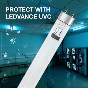 ECO FRIENDLY DISINFECTION LEDVANCE design UV-C germicidal lamps, emits high intensity UV-C radiation for effective and chemical free disinfection with no ozone emission, thanks to special protection in the glass tube. With 5% higher radiated power and 20% longer lifespan compared to the market, LEDVANCE UV-C LAMPS are a safe and effective solution for the sterilization of air, water and re-circulators. It is specially designed for use in medical institutions, industrial companies, water treatmen