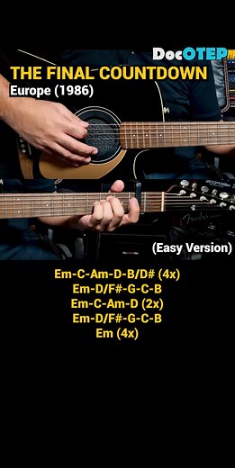 119K views · 3.1K reactions | The Final Countdown - Europe (1986) - Easy Guitar Chords Tutorial with Lyrics REELS | Doc OTEP Studio | Facebook