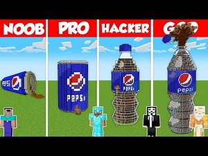 PEPSI CAN BASE HOUSE BUILD CHALLENGE - Minecraft Battle: NOOB vs PRO vs HACKER vs GOD / Animation
