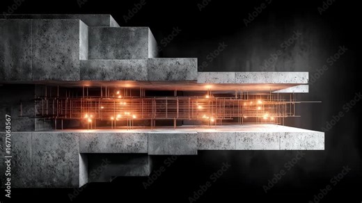 Concrete Structure Internal Rebar Shining Light