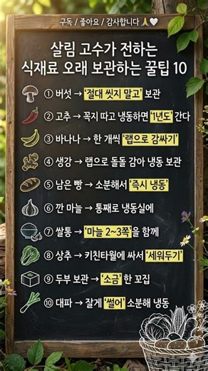 살림 고수가 전하는 식재료 오래 보관하는 꿀팁 10