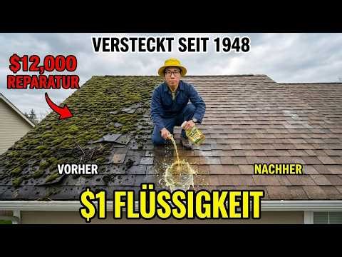 1€-Flüssigkeit KILLT Dachmoos für immer. Kein Schrubben. Kein Bleichmittel. Seit 1948