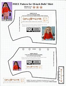 Free doll clothes patterns for 18-inch dolls’ shirts @ ChellyWood.com #dolls #sewing #hobbies - Free Doll Clothes Patterns